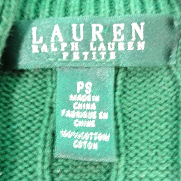 Ralph Lauren Green  L/S Knit Cotton Sweater Sz PS - Picture 3 of 4